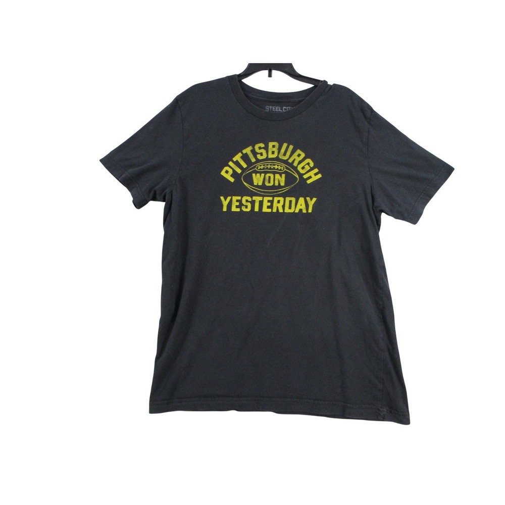 Steel City Pittsburgh Won Yesterday Mens Graphic T-Shirt Black Yellow Large